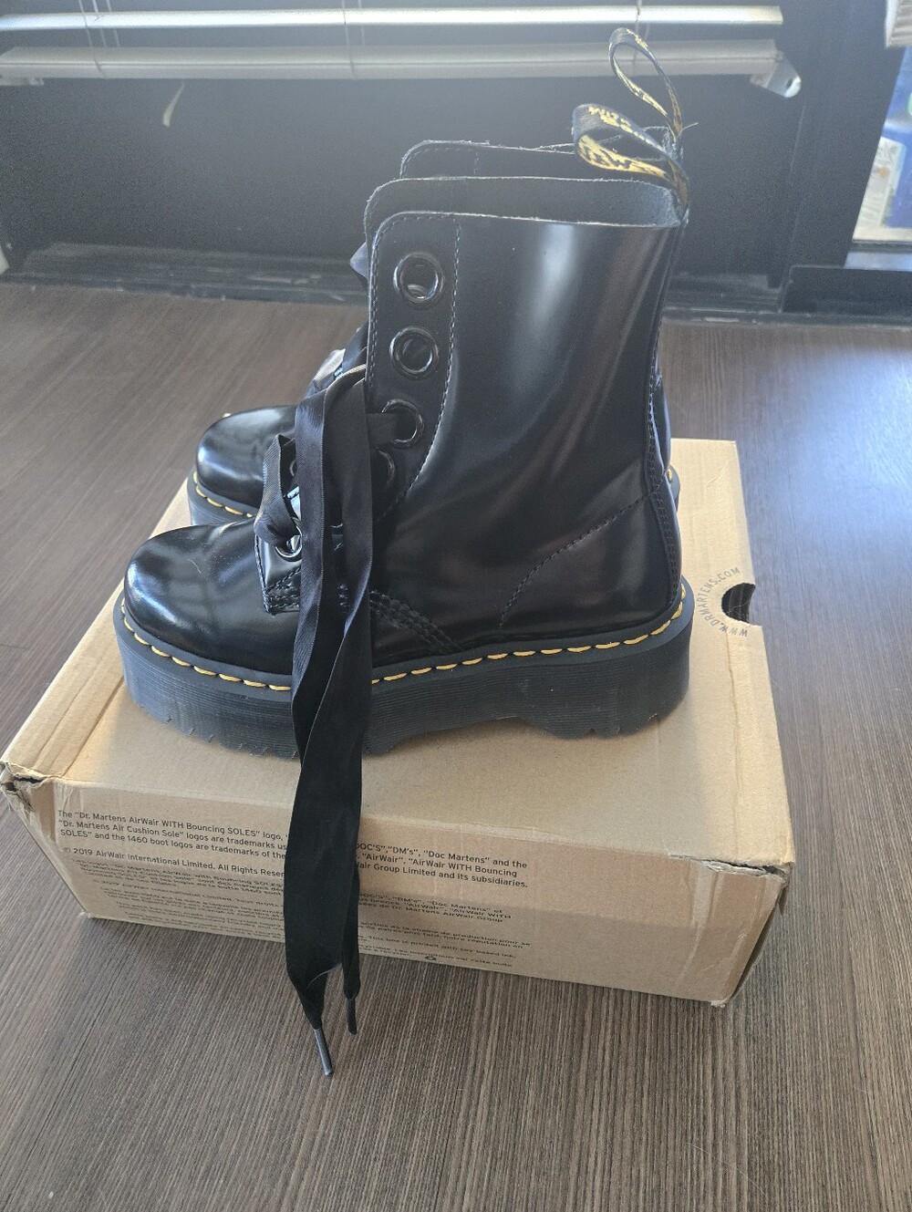 Dr. Martens Black Molly Platform Boots - Size 6